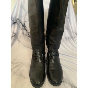 Tory Burch black flat leather riding boots 6 6.5